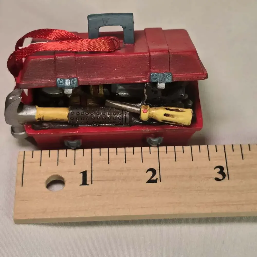 KSA Tool Box & Tool Belt Christmas Ornaments Set of 2 Resin Handyman Carpenter